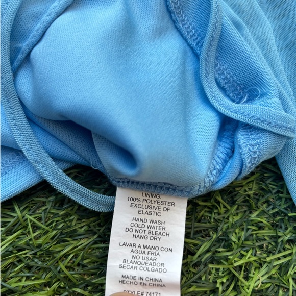 Ambiance Light Blue Mesh Ruched Long-Sleeve Crop Top - Picture 5 of 5